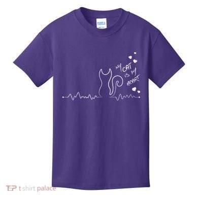My Cat Is My heart Pulse Kids T-Shirt