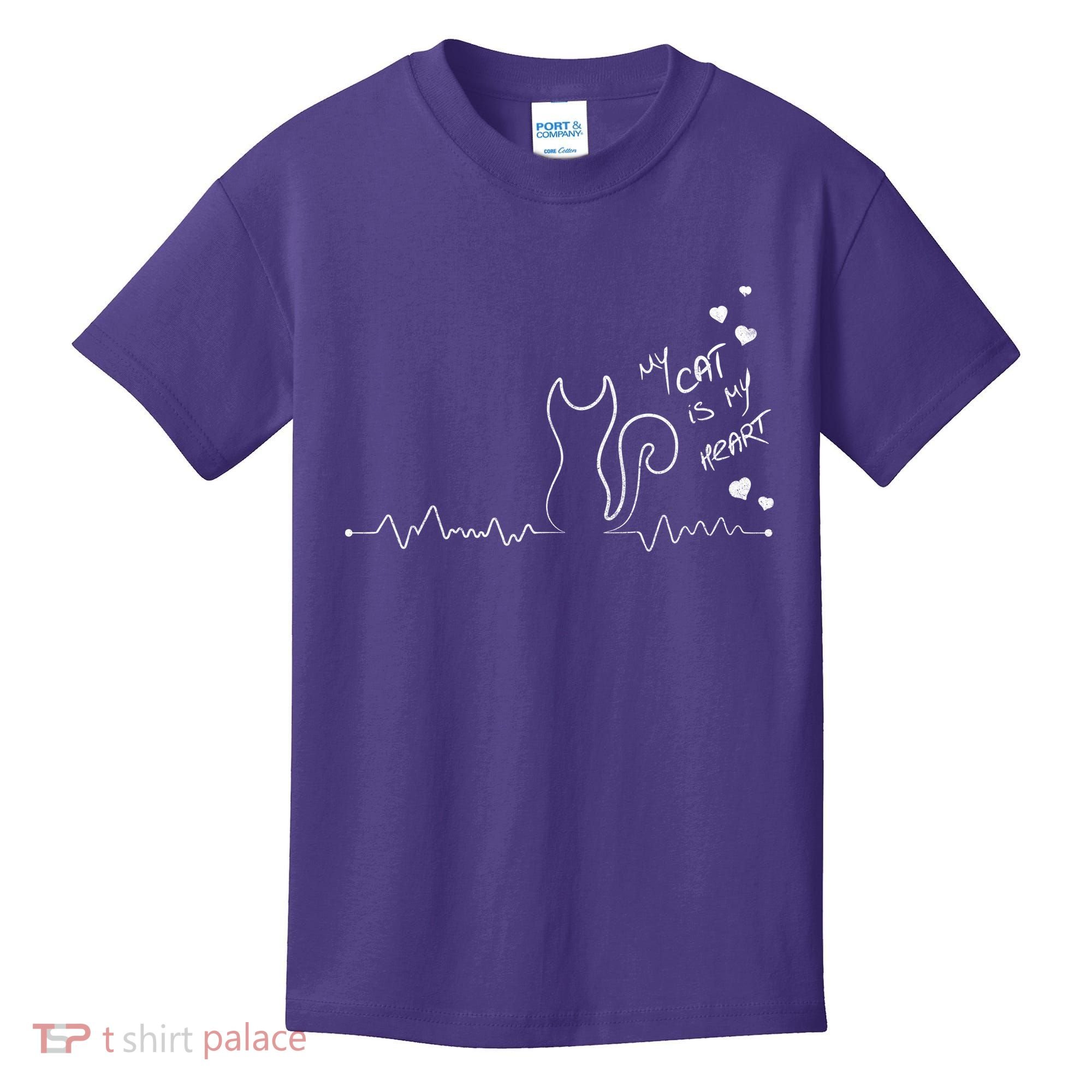 My Cat Is My heart Pulse Kids T-Shirt