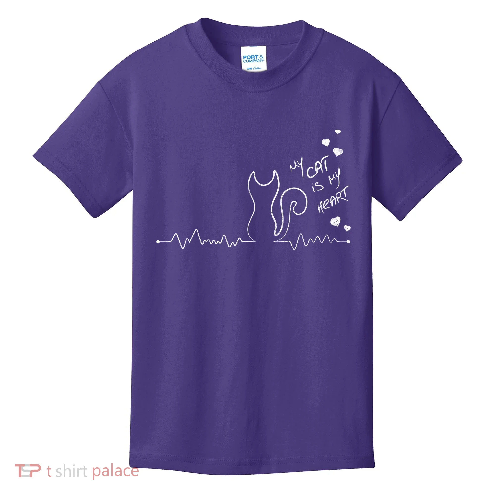 My Cat Is My heart Pulse Kids T-Shirt
