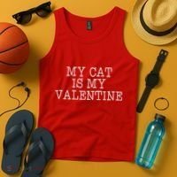 My Cat Is My Valentine Tank Top thumb 4