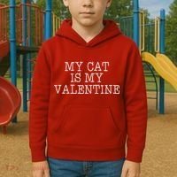 My Cat Is My Valentine Kids Hoodie thumb 2