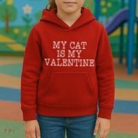 My Cat Is My Valentine Kids Hoodie thumb 3