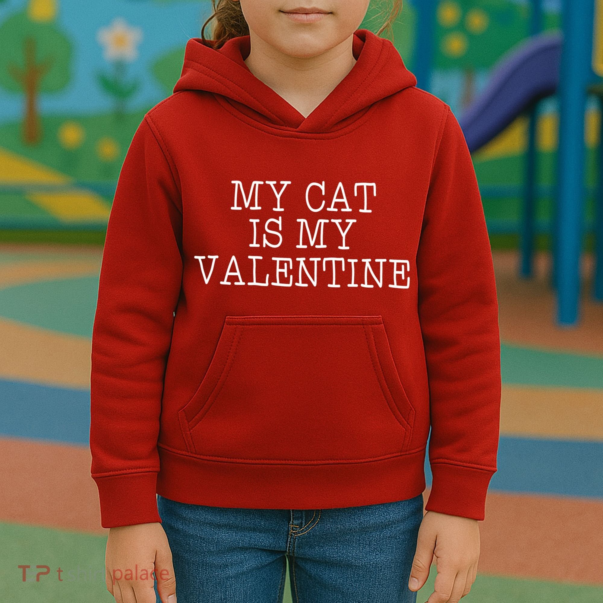 My Cat Is My Valentine Kids Hoodie
