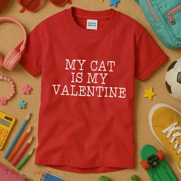 My Cat Is My Valentine Kids T-Shirt
