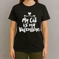 My Cat Is My Valentine Funny Cute T-Shirt thumb 4