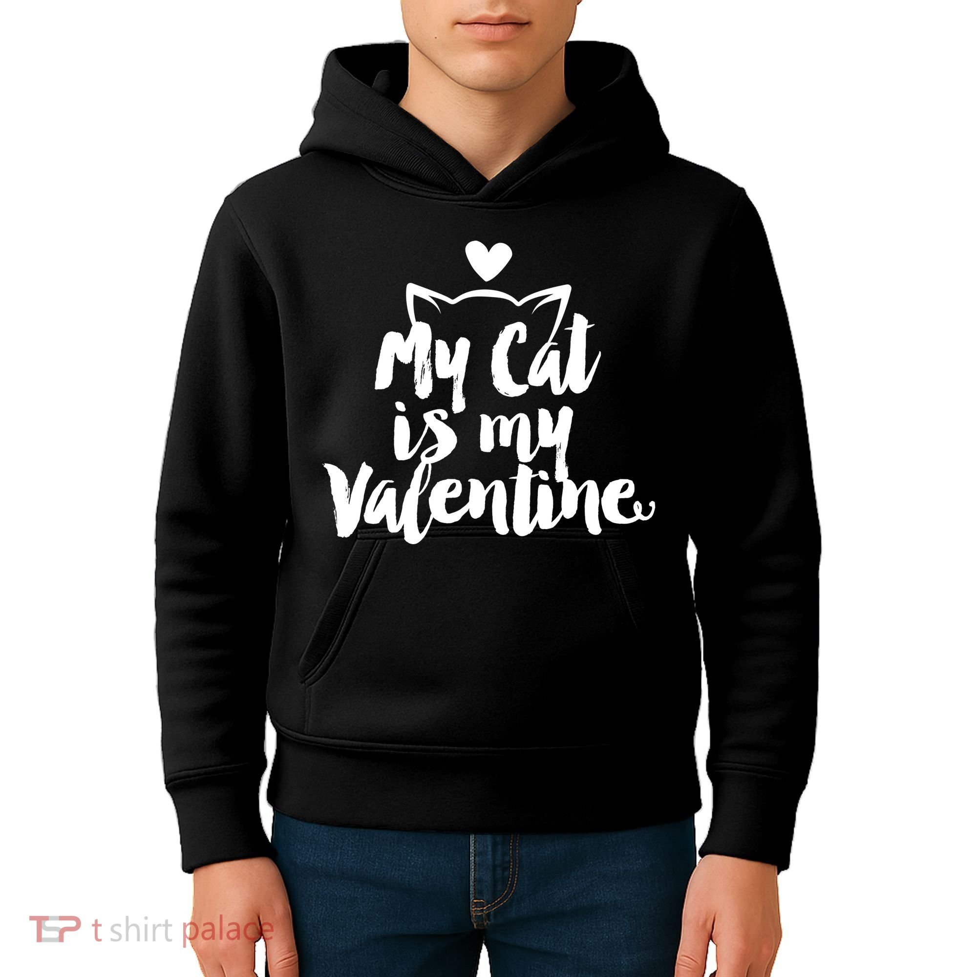 My Cat Is My Valentine Funny Cute Kids Hoodie