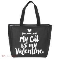 My Cat Is My Valentine Funny Cute Tote Bag thumb 0