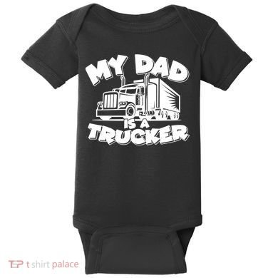 My Dad Is A Trucker Cute Baby Bodysuit