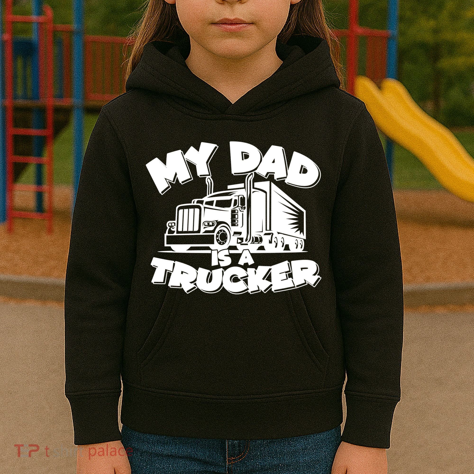 My Dad Is A Trucker Cute Kids Hoodie