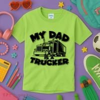 My Dad Is A Trucker Cute Kids T-Shirt thumb 3