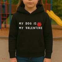 My Dog Is My Valentine Kids Hoodie thumb 3