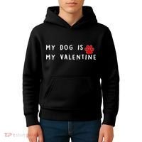 My Dog Is My Valentine Kids Hoodie thumb 4