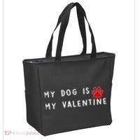 My Dog Is My Valentine Tote Bag thumb 2