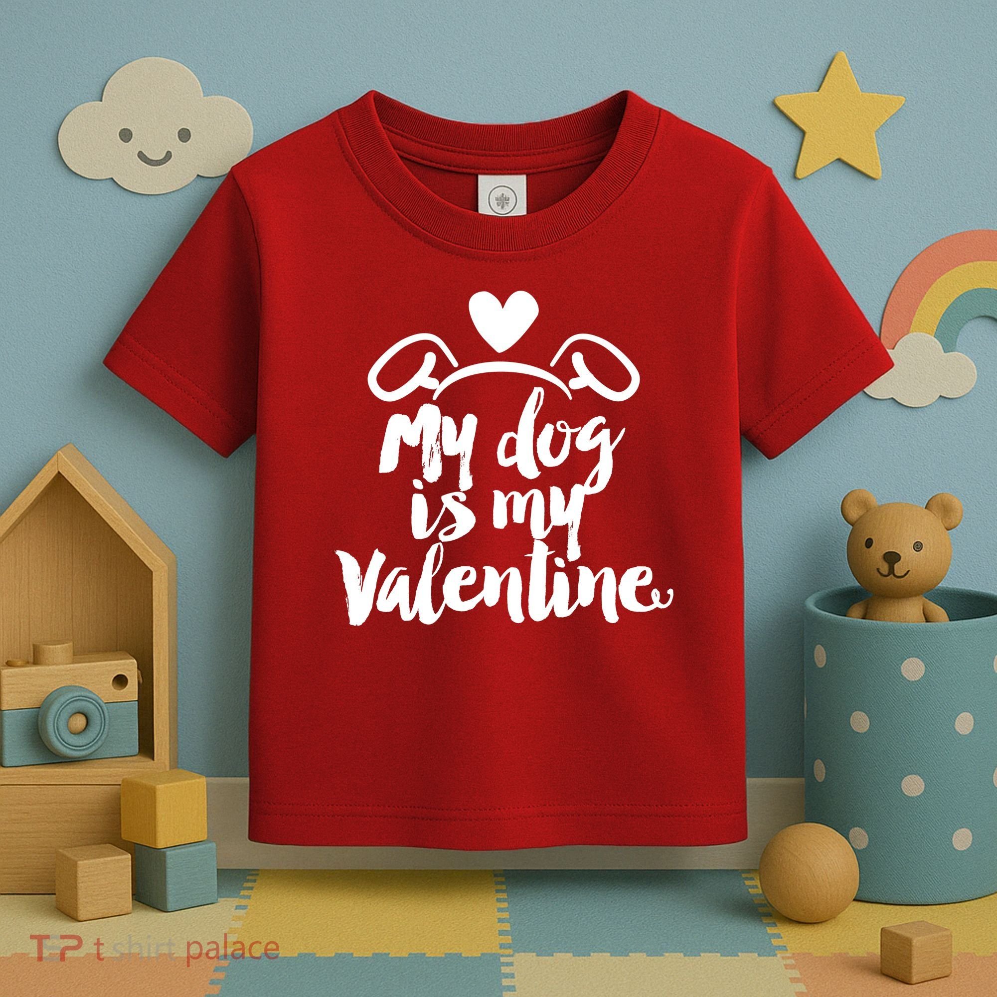 My Dog Is My Valentine Cute Toddler T-Shirt