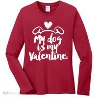 My Dog Is My Valentine Cute Women's Long Sleeve Shirt thumb 0