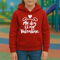 My Dog Is My Valentine Cute Kids Hoodie thumb 3