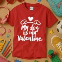 My Dog Is My Valentine Cute Kids T-Shirt thumb 3