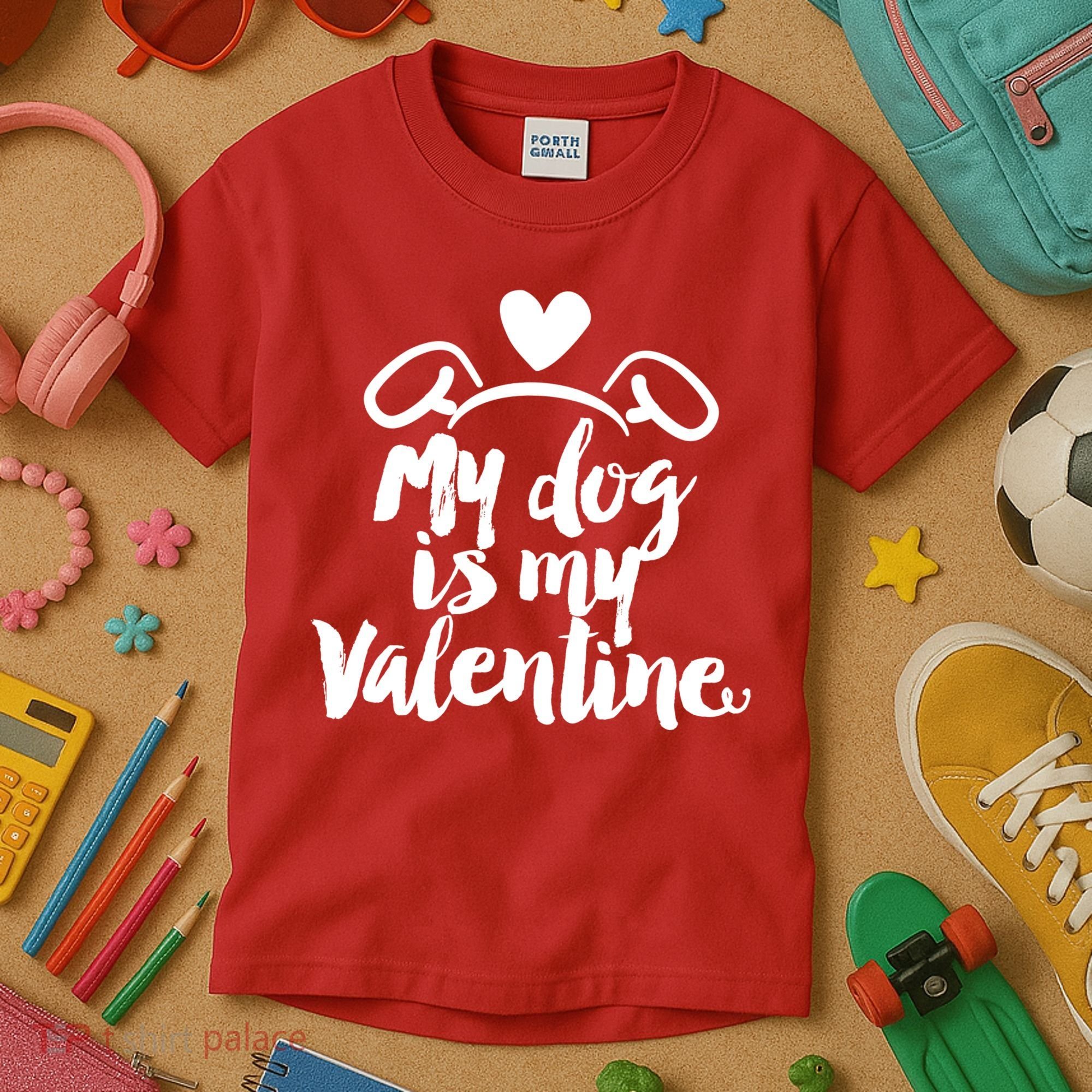 My Dog Is My Valentine Cute Kids T-Shirt