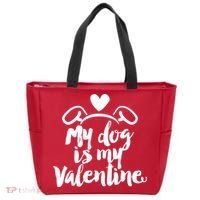 My Dog Is My Valentine Cute Tote Bag thumb 0