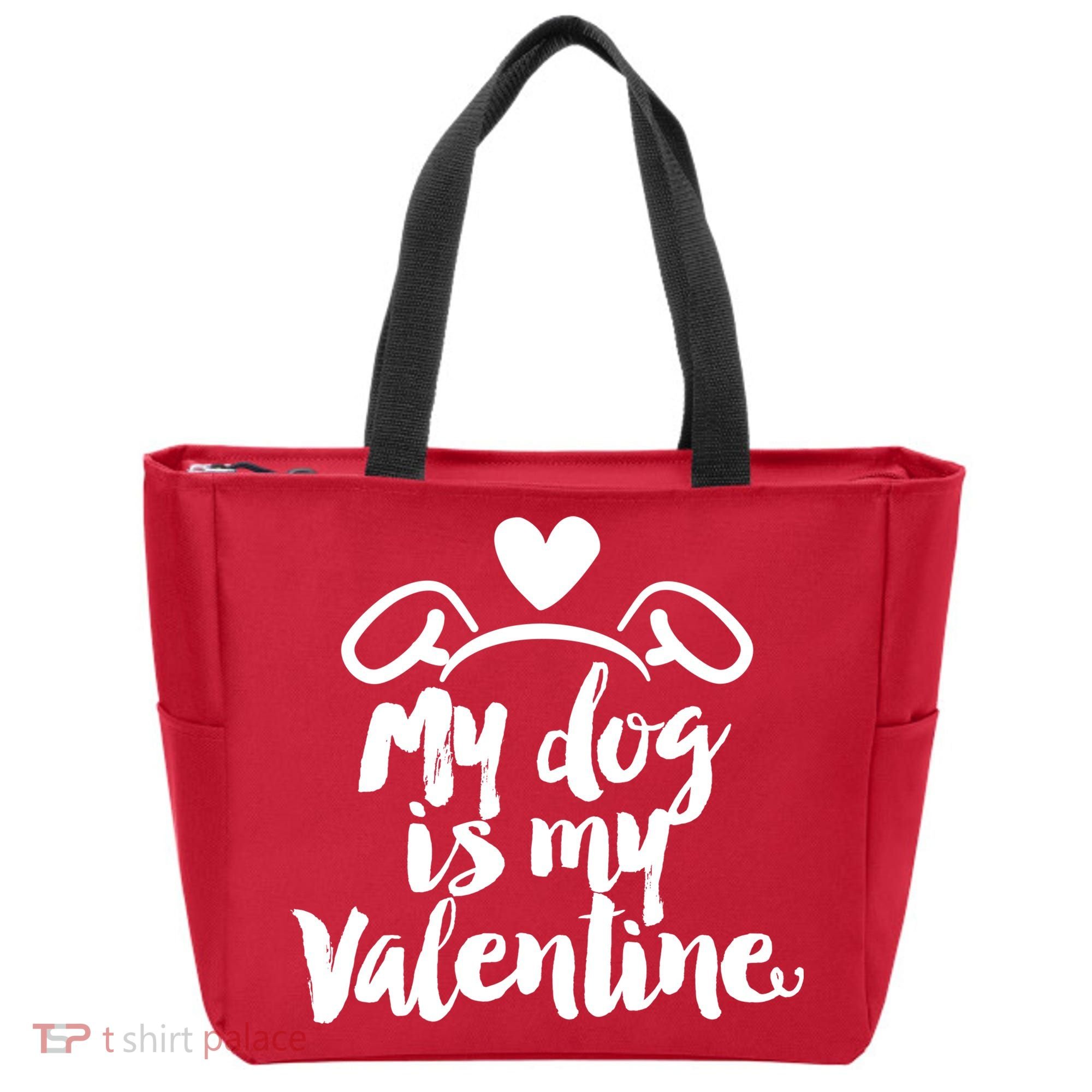 My Dog Is My Valentine Cute Tote Bag