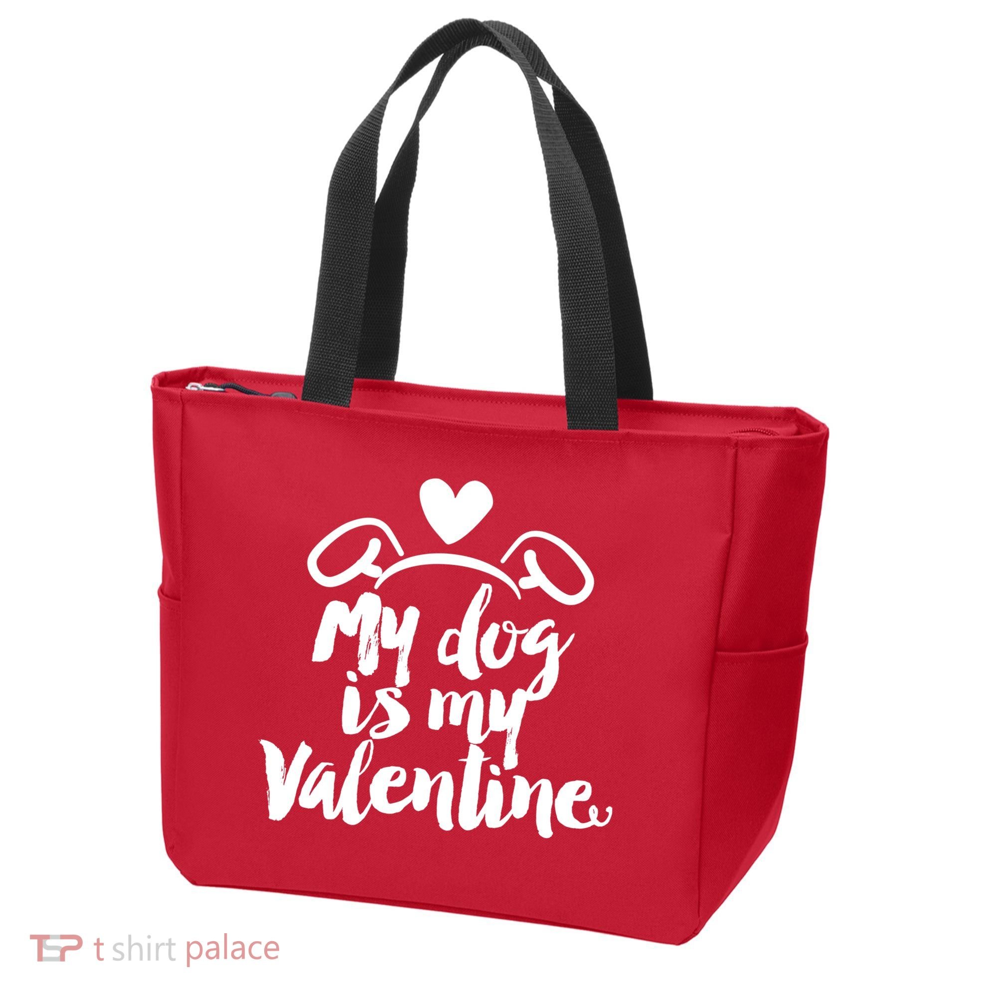 My Dog Is My Valentine Cute Tote Bag