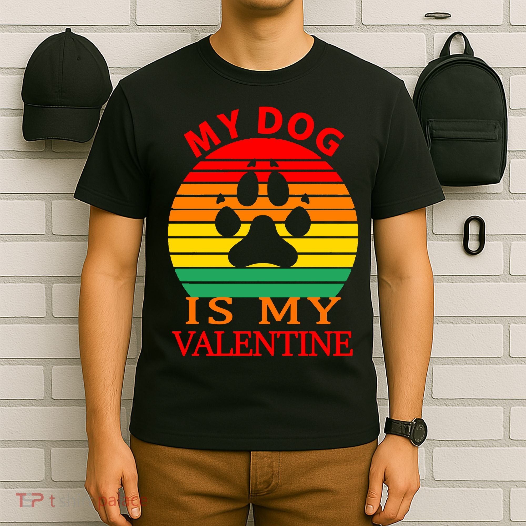 My Dog Is My Valentine Retro T-Shirt