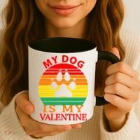 My Dog Is My Valentine Retro Coffee Mug thumb 3