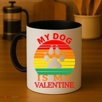 My Dog Is My Valentine Retro Coffee Mug thumb 4