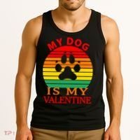 My Dog Is My Valentine Retro Tank Top thumb 3