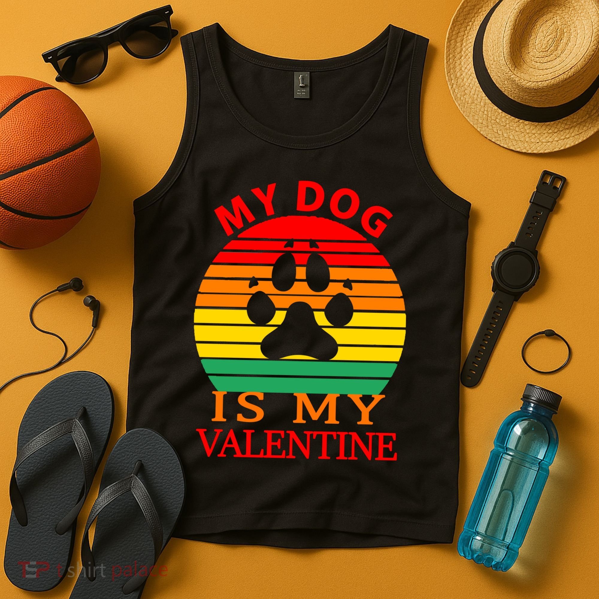 My Dog Is My Valentine Retro Tank Top