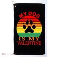 My Dog Is My Valentine Retro Golf Towel thumb 0
