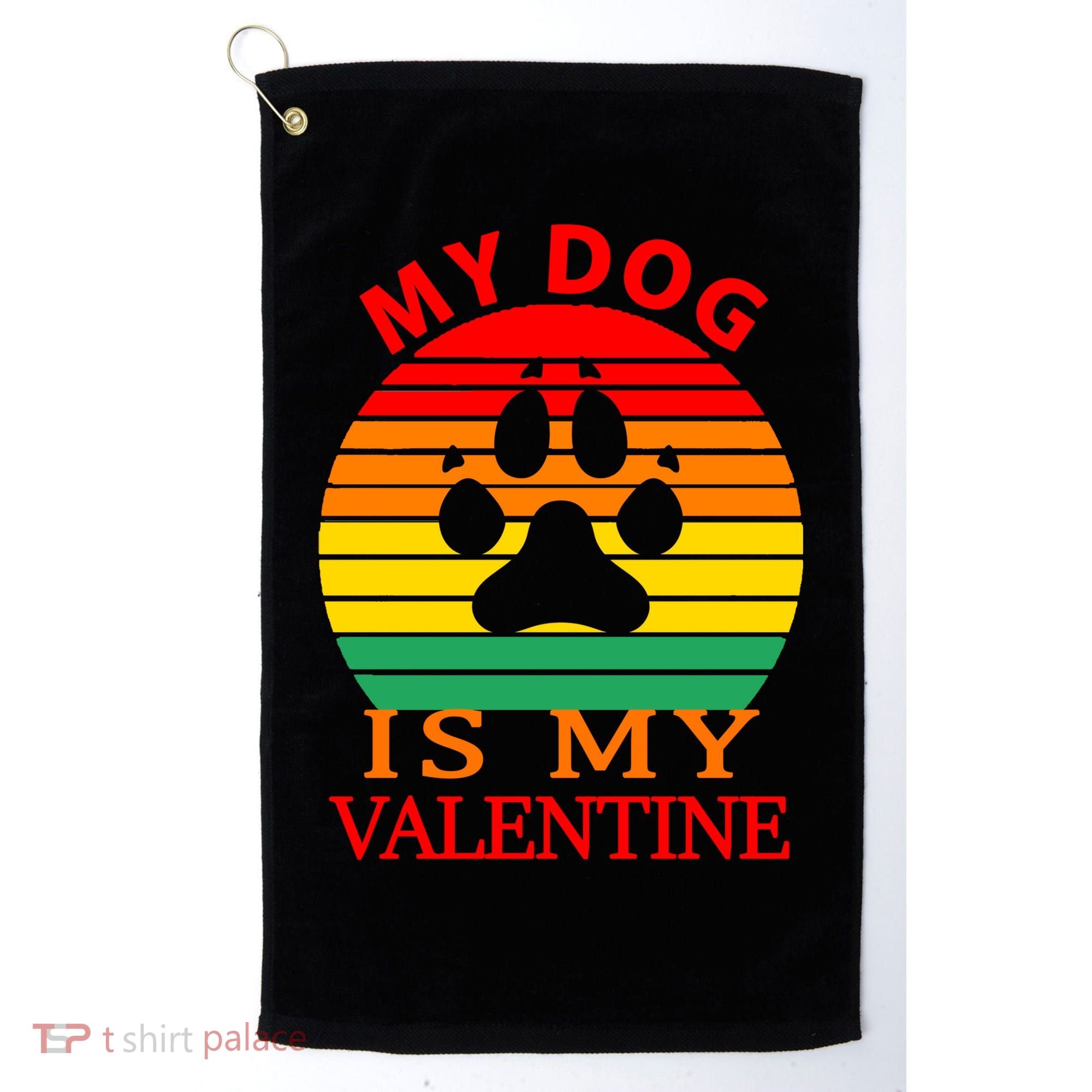 My Dog Is My Valentine Retro Golf Towel