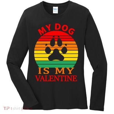 My Dog Is My Valentine Retro Women's Long Sleeve Shirt