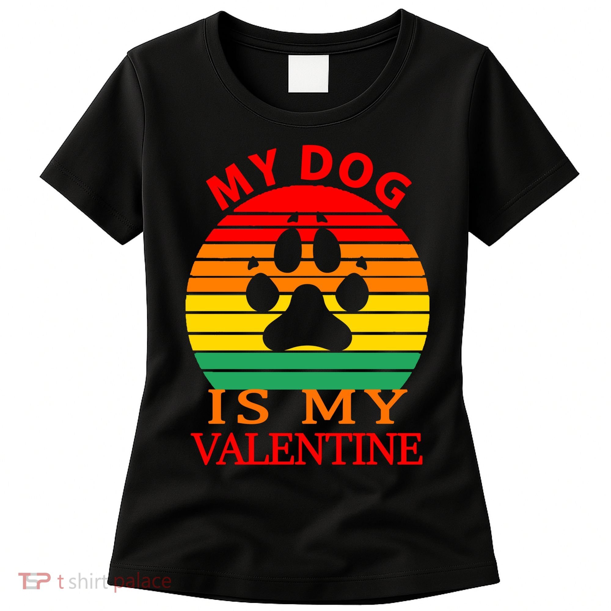 My Dog Is My Valentine Retro Women's T-Shirt