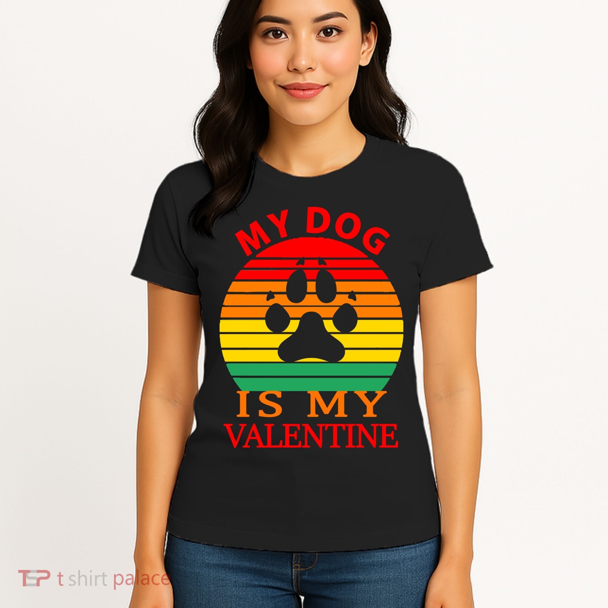 My Dog Is My Valentine Retro Women's T-Shirt
