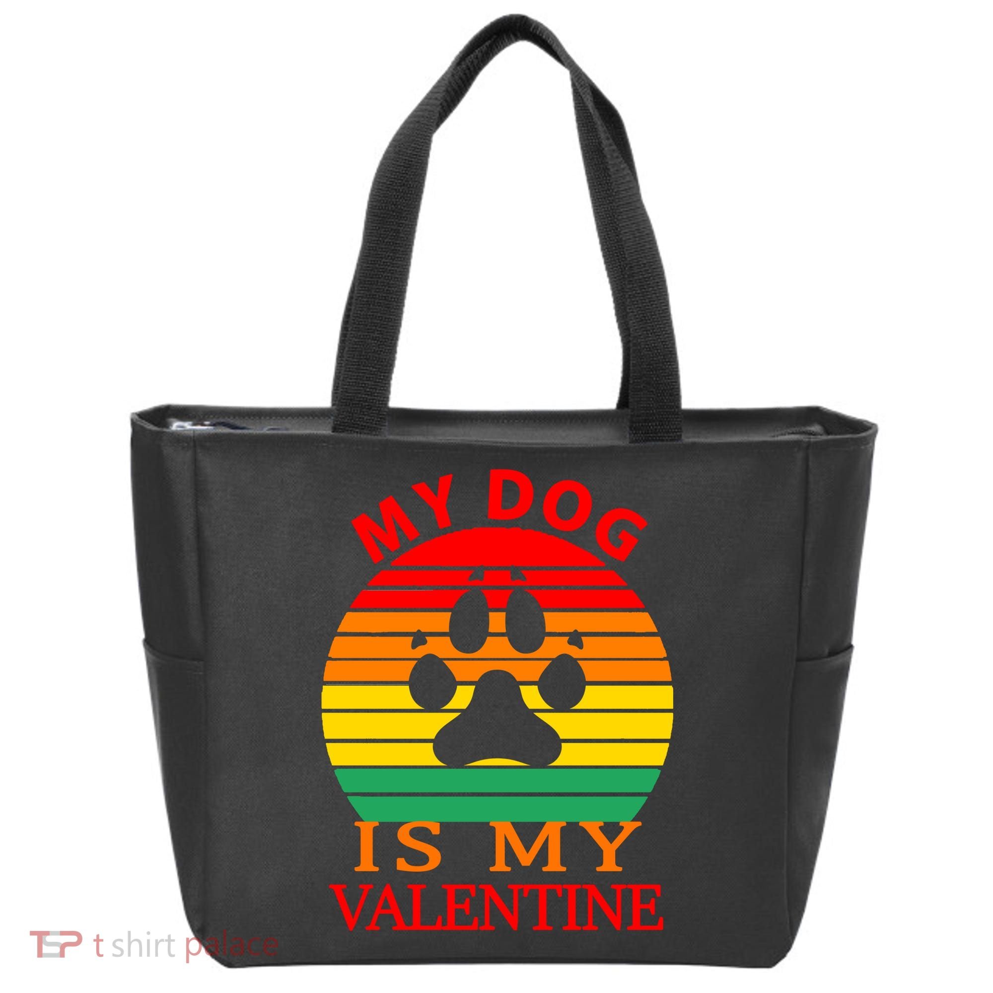 My Dog Is My Valentine Retro Tote Bag