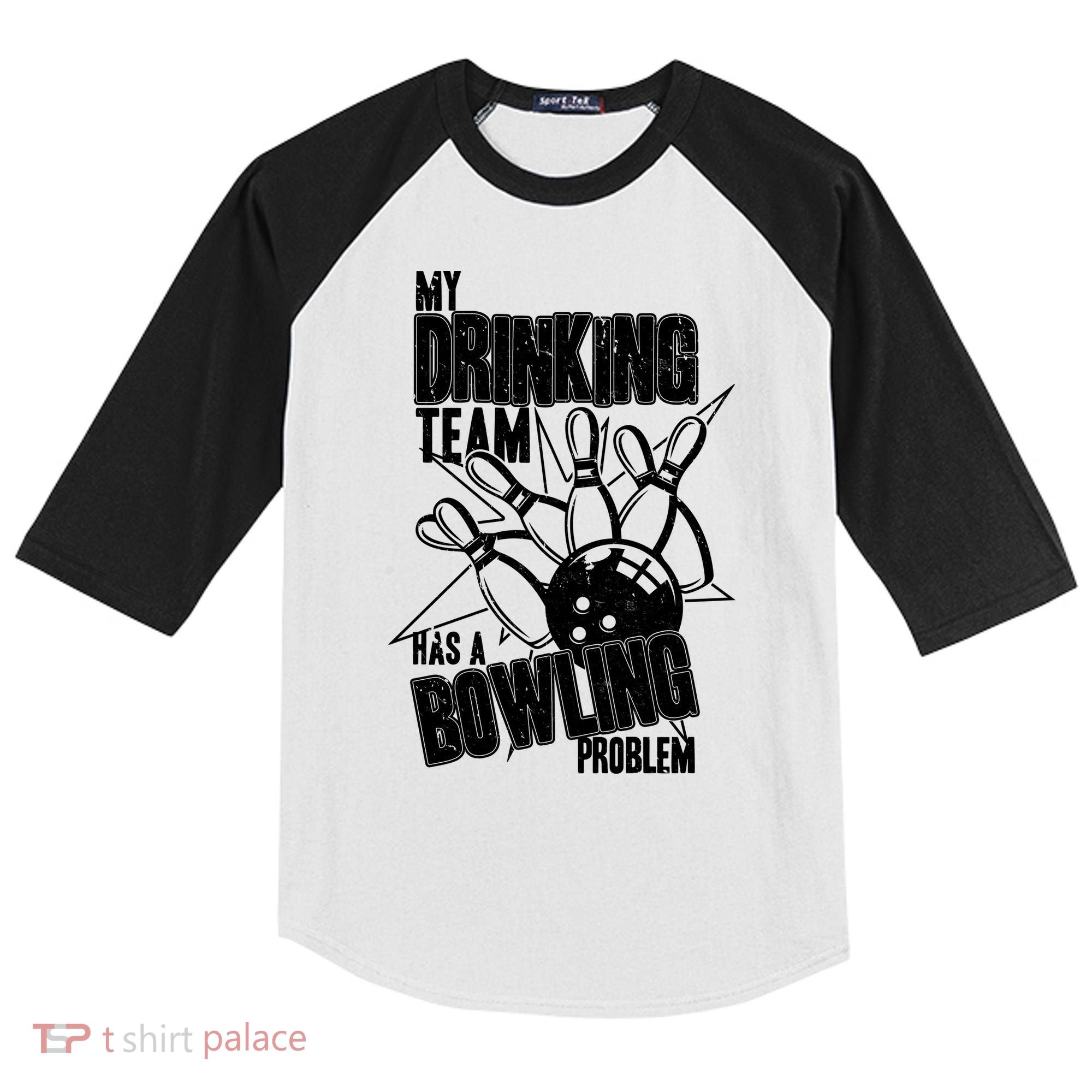 My Drinking Team Has A Bowling Problem Kids Colorblock Raglan Jersey