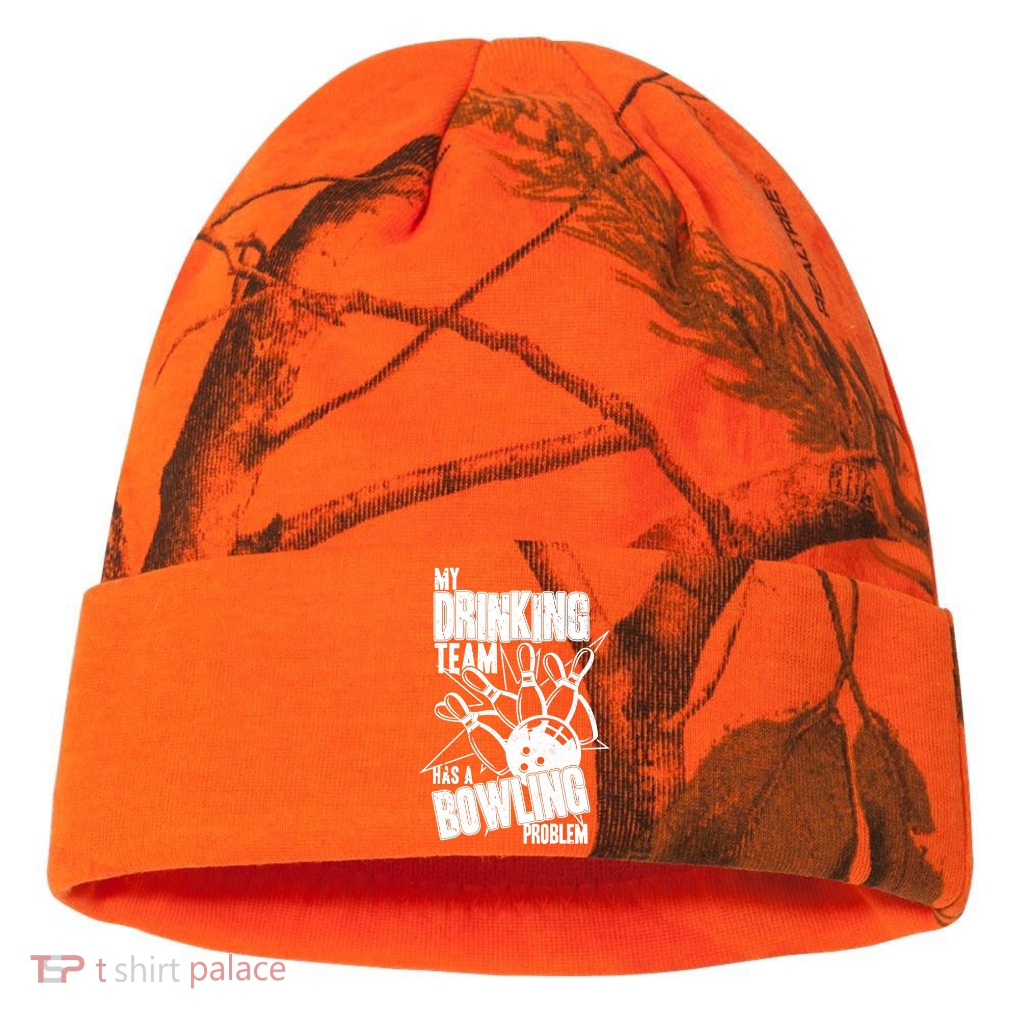 My Drinking Team Has A Bowling Problem Kati Licensed 12" Camo Cuffed Beanie