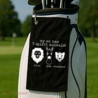 My Ex Has Three Spirit Animals Lion Ass Cheetah Golf Towel thumb 2