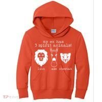 My Ex Has Three Spirit Animals Lion Ass Cheetah Kids Hoodie thumb 0