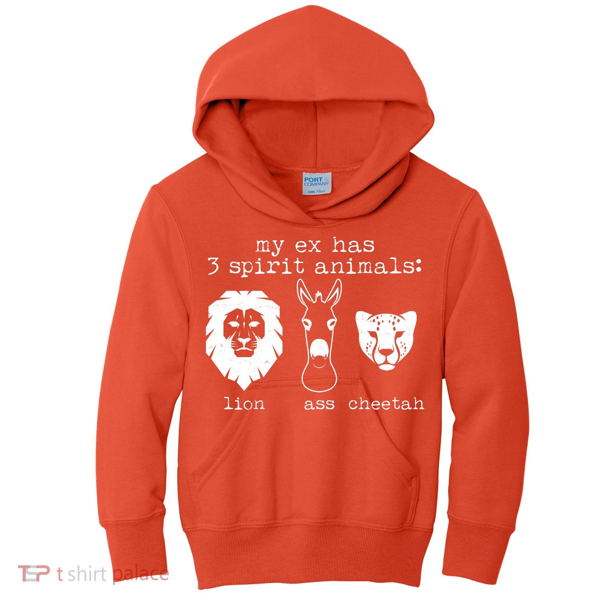 My Ex Has Three Spirit Animals Lion Ass Cheetah Kids Hoodie
