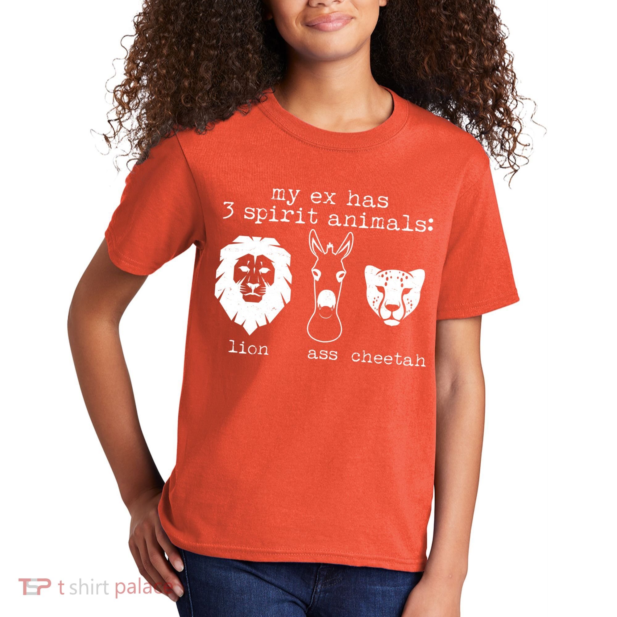 My Ex Has Three Spirit Animals Lion Ass Cheetah Kids T-Shirt