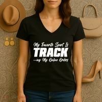 My Favorite Sport Is Tracking My Online Orders Women's V-Neck T-Shirt thumb 3