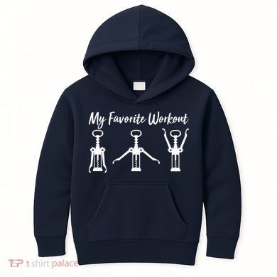 My Favorite Workout Wine Lover Kids Hoodie