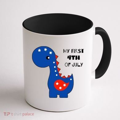 My First 4th of July Cute Dinosaur Coffee Mug back