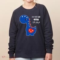 My First 4th of July Cute Dinosaur Women's Sweatshirt thumb 0