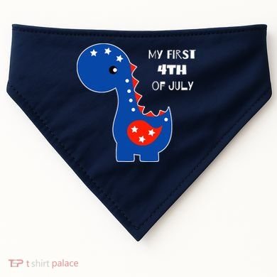 My First 4th of July Cute Dinosaur USA-Made Doggie Bandana