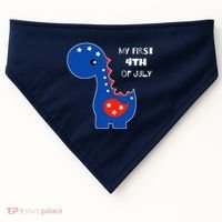 My First 4th of July Cute Dinosaur USA-Made Doggie Bandana thumb 0