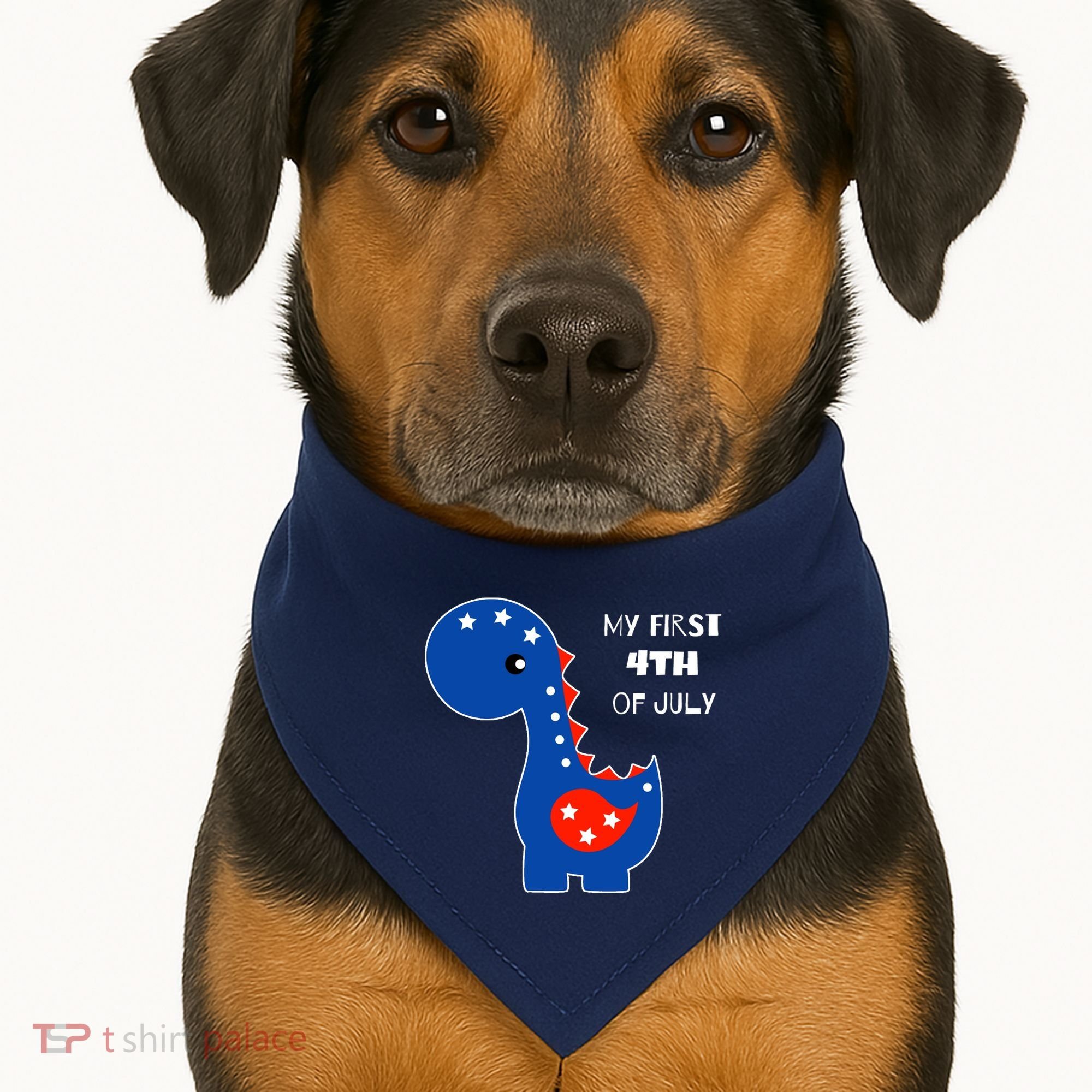 My First 4th of July Cute Dinosaur USA-Made Doggie Bandana