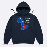 My First 4th of July Cute Dinosaur Hoodie thumb 0
